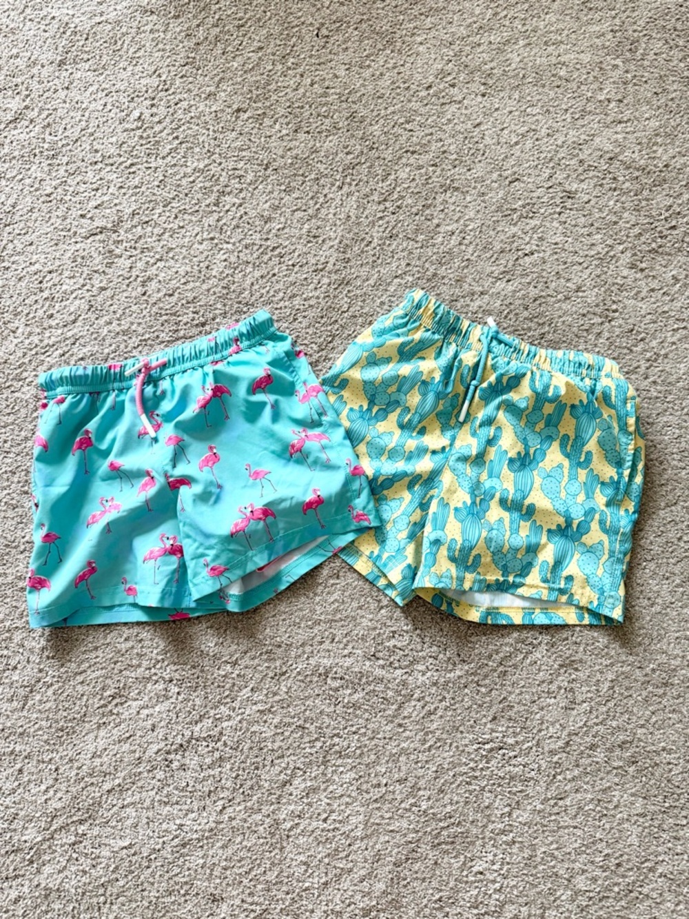 Lot of 2 Boys Maamgic Aqua Flamingo & Cactus Swim Trunks Size 7